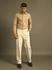 Cream Cotton Trouser with stylised Diagonal Flap