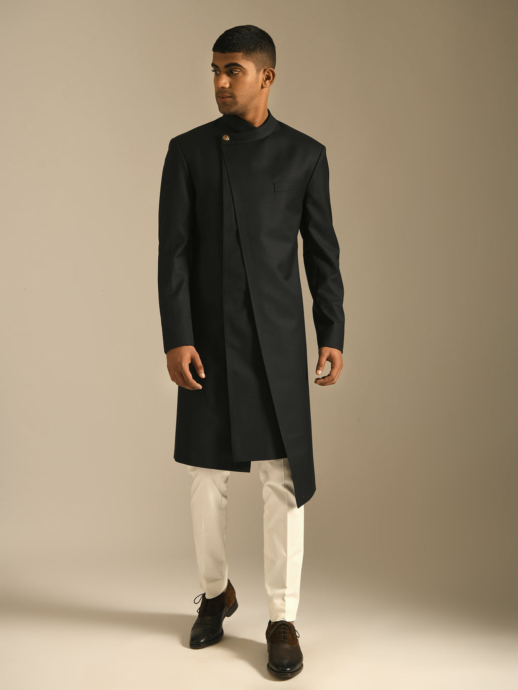 Black designer sherwani in silk