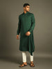 Dark Green side draped kurta set