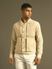beige cool handloom cotton jacket shirt