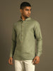 light pista green casual semi-formal shirt with seamless collar and buttons