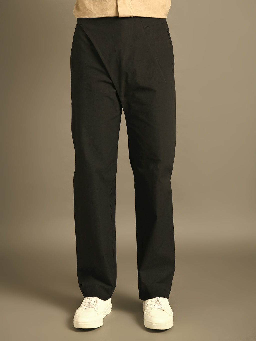 Black Trouser with stylised diagonal flap