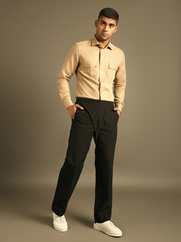 Black Trouser with stylised diagonal flap